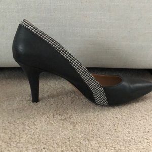 Black Kelly & Katie heels with patterned trim